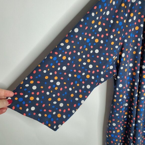 Maggie Barnes Womens Blue Polka Dot Crossover Blouse Size 2X V Neck 3/4 Sleeve - Picture 4 of 11